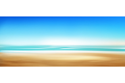 Realistic sand beach with blue water, an Illustration by art PVP - market
