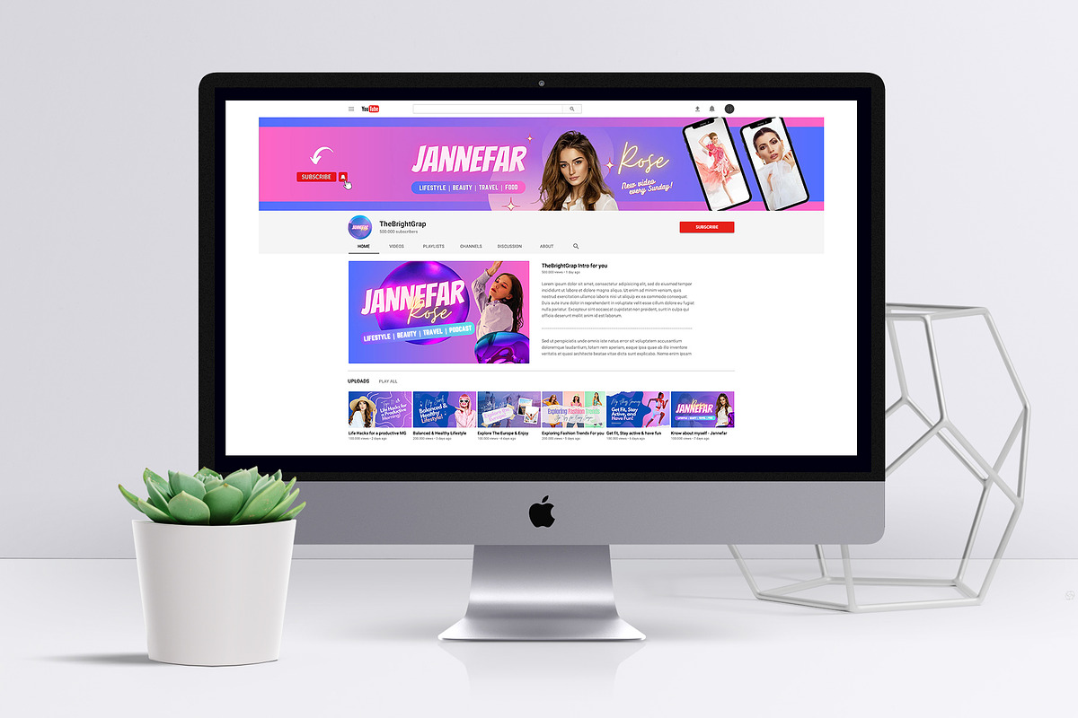 YouTube Brand Kit, Thumbnail | Canva, a Social Media Template by TheBrightGrap (Photo 1 of 7)