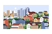 Cityscapes set + seamless patterns, an Object Illustration by PaperTrident (Thumbnail 2 of 8)