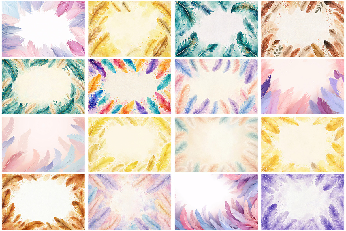 Watercolor Feathers Borders, a Background Graphic by Forhadx5 (Photo 8 of 14)