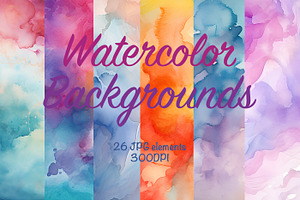 Watercolor Backgrounds 25 JPG 300dpi