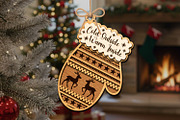 Christmas Mitten Ornament SVG Bundle, a Decorative Illustration by svgocean (Thumbnail 6 of 13)