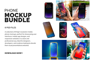 Phone Mockup Bundle - 8 PSD files, an iPhone Mockup by Bruno's Shop