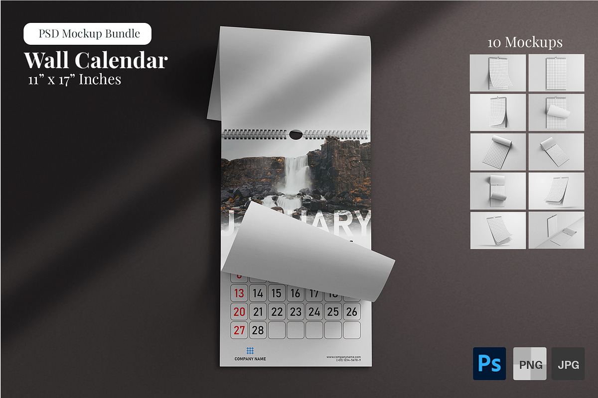 Wire Wall Calendar Mockup Set, a Mockup by Remnand Studio (Photo 1 of 11)