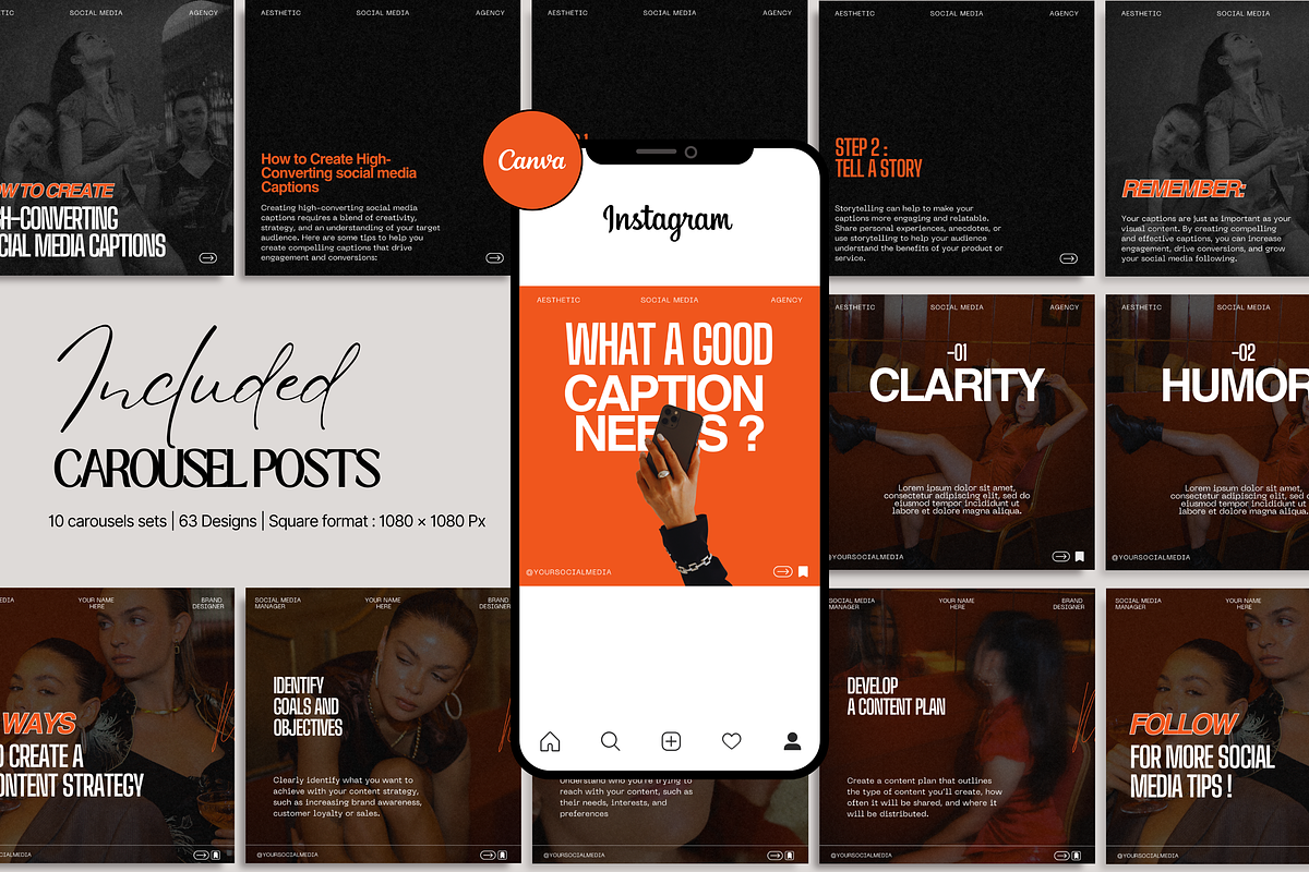 Black & Orange Social Media Template, a Social Media Template by My Template Studio (Photo 12 of 19)