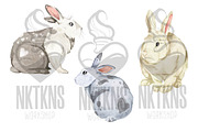 Watercolor Easter Clipart. Rabbit, an Animal Illustration by NKTKNS (Thumbnail 2 of 4)