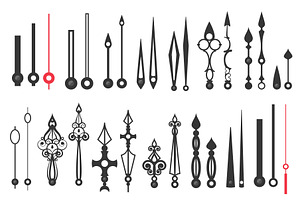 Clock hands set, black and red line, an Object Illustration by Lemberg Vector