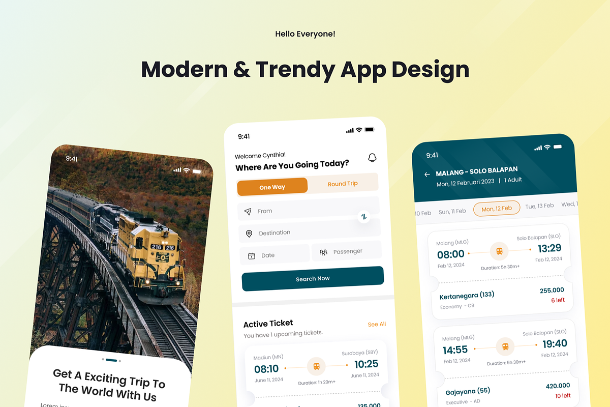 Train Booking UI Mobile Apps, an UI Kit Template by SquidPixey (Photo 2 of 3)