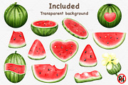 Watercolor Summer fruit watermelon, a Food Illustration by Vavavan Artwork (Thumbnail 3 of 6)