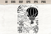 Stencil Hot air balloon Steampunk, a Technology Illustration by MARYCRAFTIRIA (Thumbnail 1 of 3)