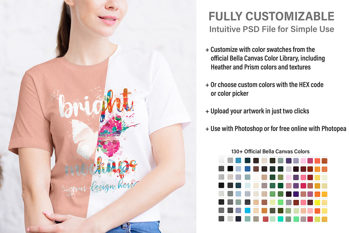 Bella Canvas 3001 T-shirt Mockup, a Print Template by BrightMockups (Photo 2 of 3)