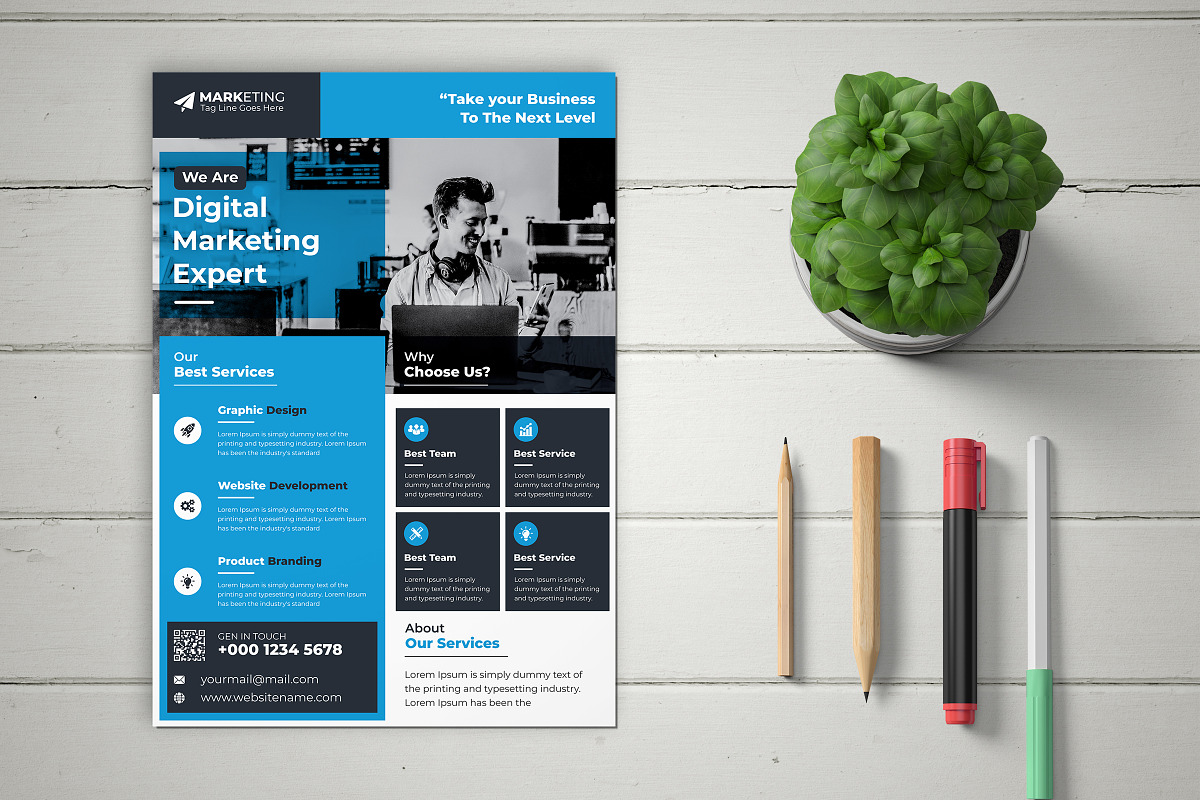 Corporate Theme Business Flyer, a Marketing Template by Graphiexperto (Photo 2 of 6)