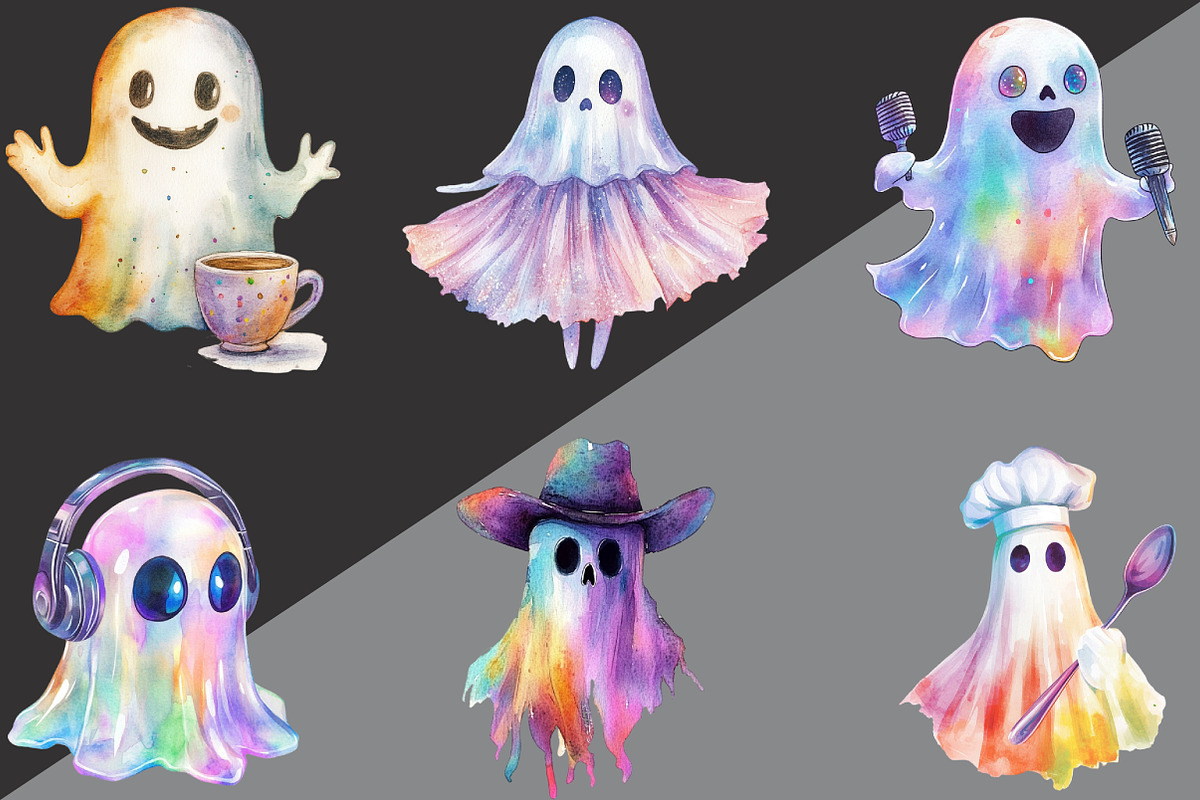 Funny Halloween Ghost Iridescent, an Illustration by Black Bird Studio (Photo 2 of 6)