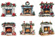 Watercolor Christmas Fireplace Clipa, an Illustration by DreamPrint404 (Thumbnail 3 of 5)