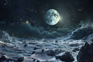 Lunar Landscape with Full Moon, a Nature Photo by Ales Munt