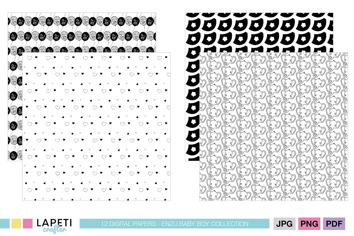 Elephant Digital Paper Pack, a Pattern Graphic by Lapeticrafter (Photo 5 of 5)