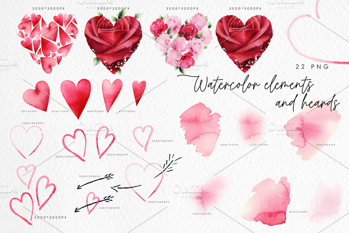 Watercolor Floral Bundle, a Texture Illustration by ollalya (Photo 13 of 112)