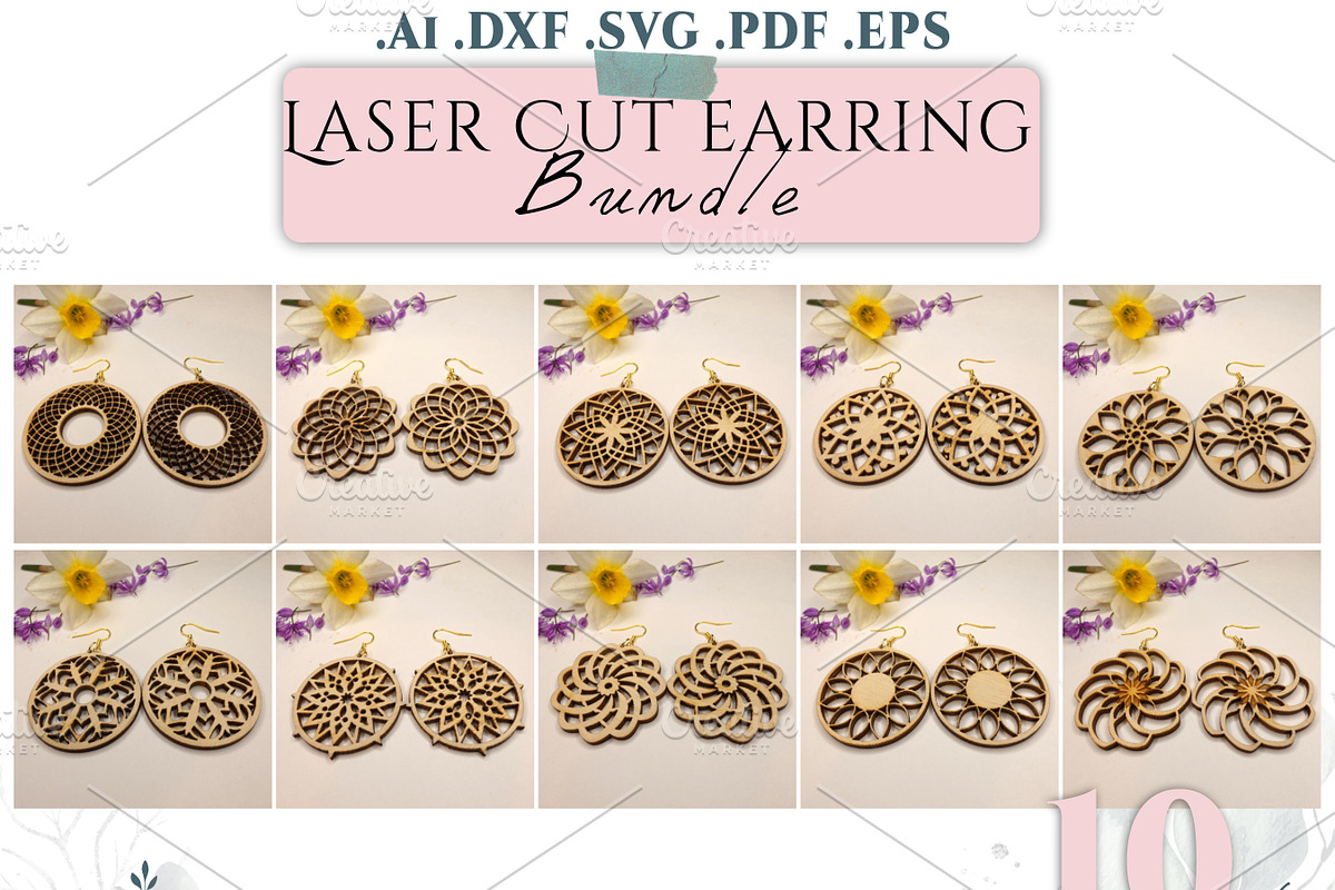 75 Lasercut EARRING FILE SVG BUNDLE, an Object Graphic by Pixelkrafter (Photo 5 of 9)