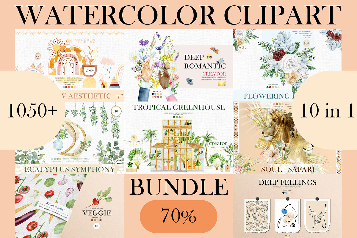 BUNDLE Watercolor clipart, an Animal Illustration by AnnaTkachi (Photo 1 of 11)