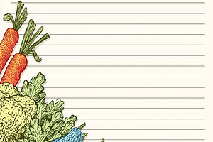 Hand drawn vegetables on lined paper, a Food & Drink Photo by MistyDay