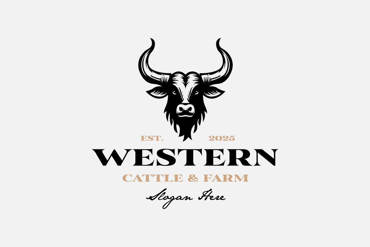 Bull Cow Buffalo Longhorn Logo, a Branding & Logo Template by funpixel