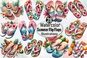 Summer Flip Flops Sublimation Clipa, an Illustration by SVGArt