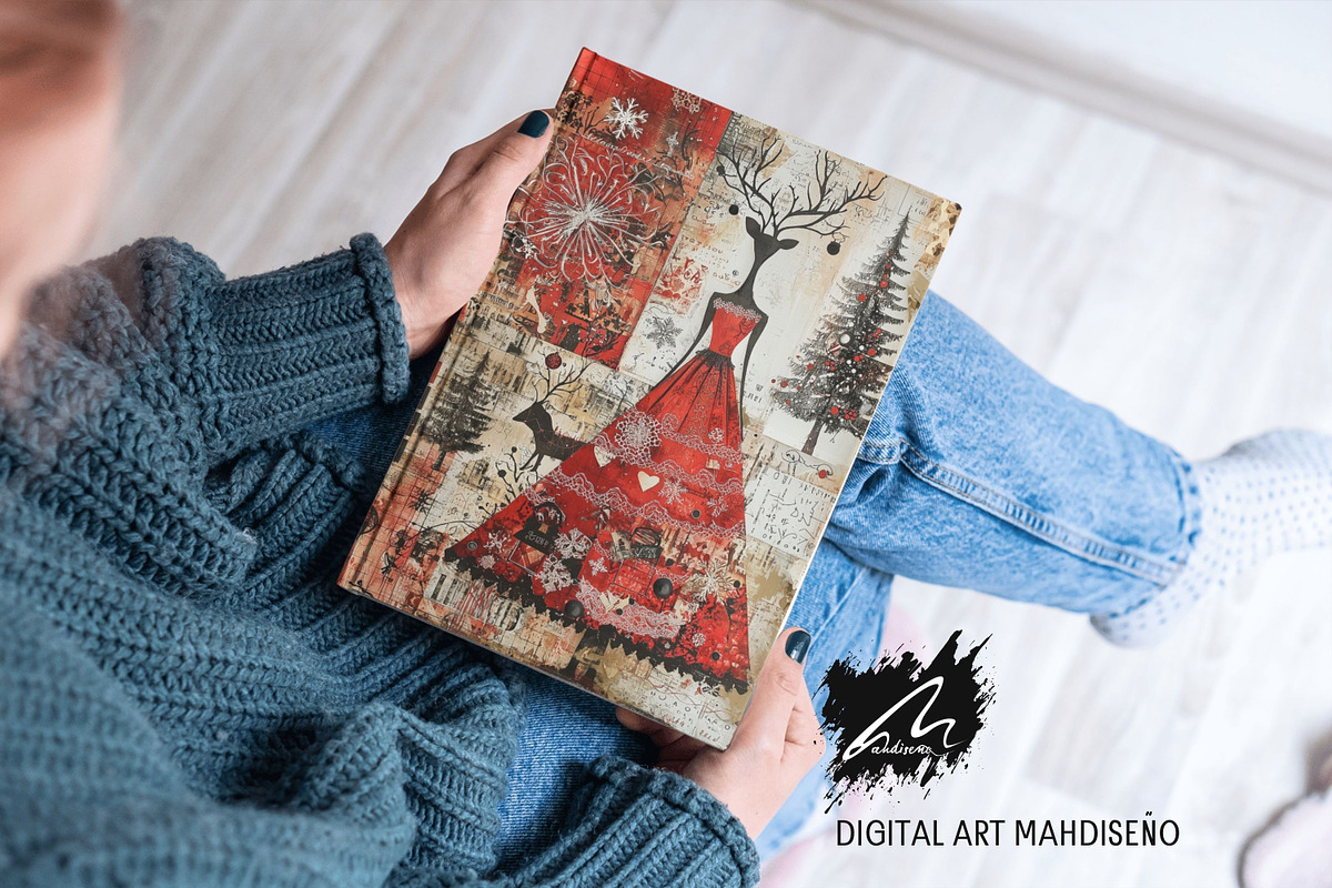 Shabby Xmas Mixed Media Scrappapers, a Decorative Illustration by Digital Art Mahdiseño (Photo 3 of 10)