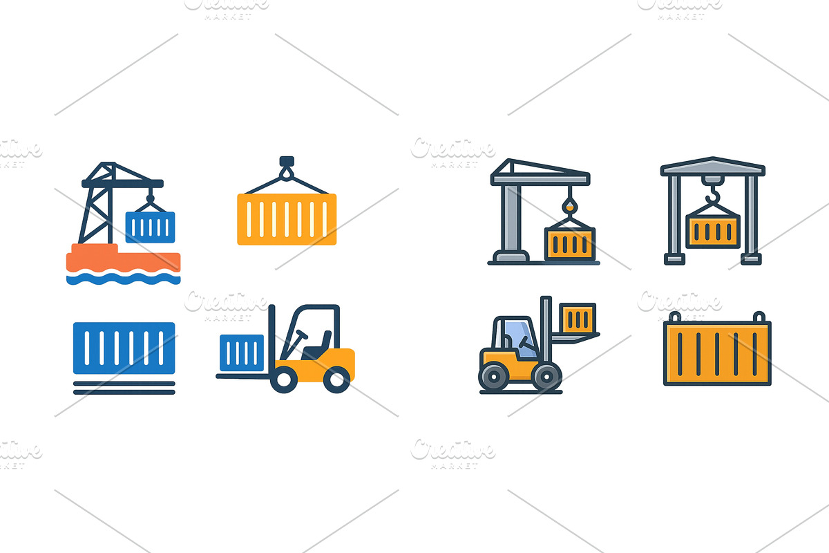 Shipping containers being handled by, a Transportation Illustration by ZinetroN