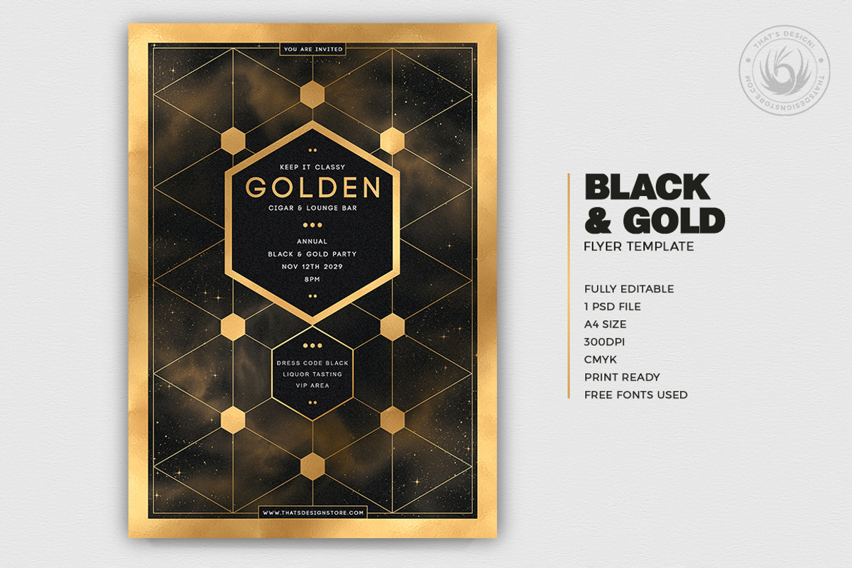 Black and Gold Flyer Template V21, a Flyer Template by ThatsDesignArt (Photo 2 of 7)