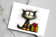 Watercolor Christmas Cats Clipart, an Illustration by Canvas Craft (Thumbnail 7 of 7)
