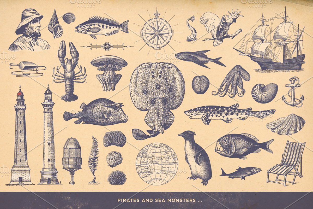 SALE! 100 Nautical Illustrations, an Object Illustration by Anja Kaiser (Photo 3 of 4)