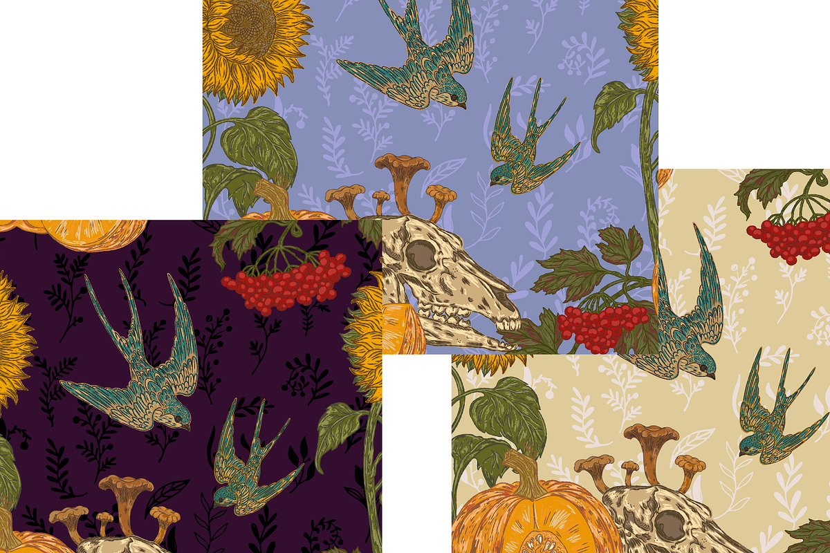Gothic Autumn Harvest Folk Pattern, a Pattern Graphic by NayaChu (Photo 2 of 9)