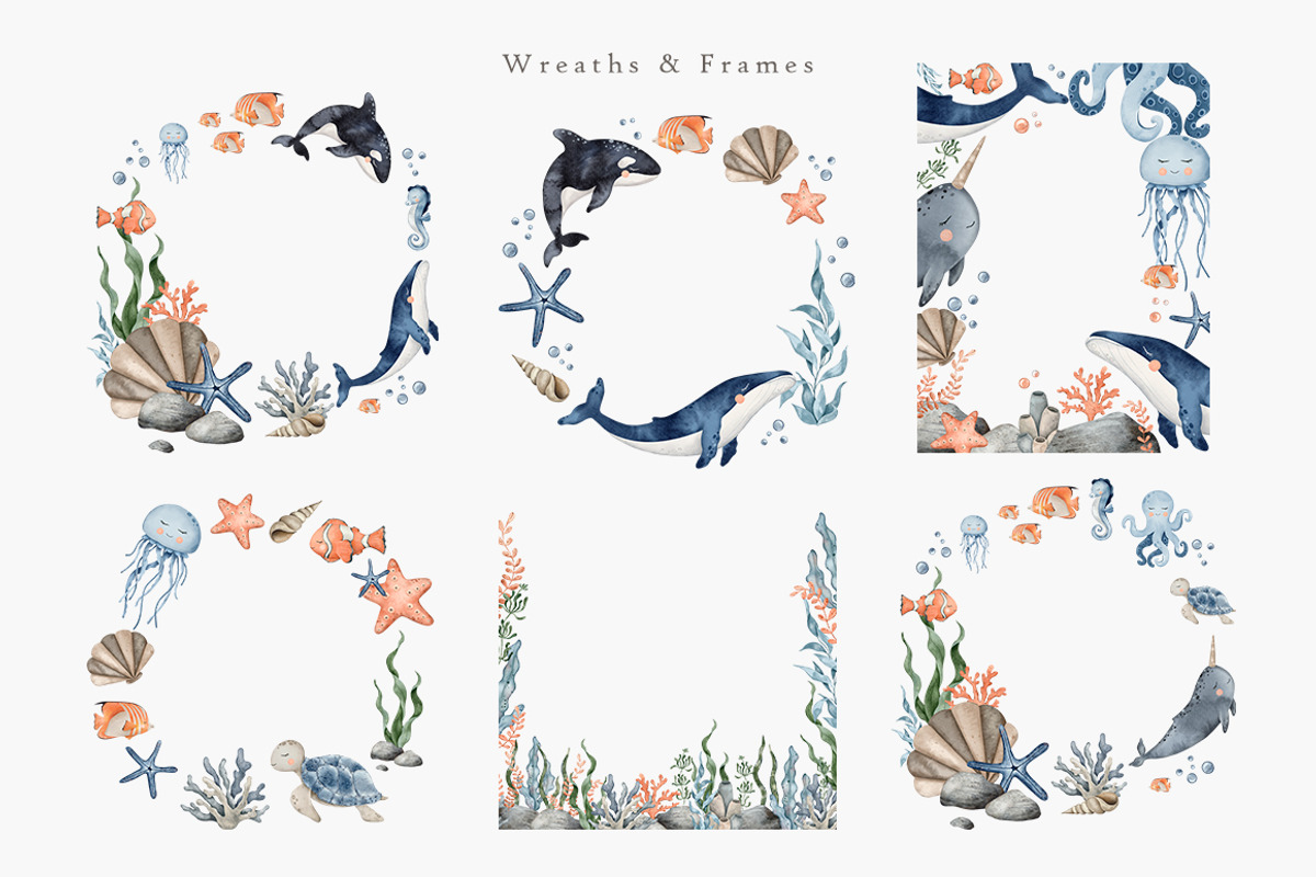 Under the sea Watercolor clipart, an Animal Illustration by Daryartsy (Photo 3 of 7)