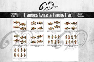 Cyborg Fish Surreal Printable PNGs