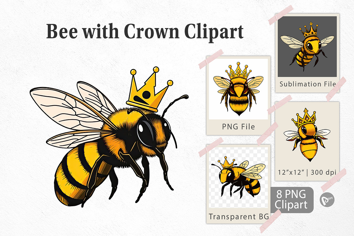Bee with Crown Clipart, a Graphic by Artnoy (Photo 1 of 5)