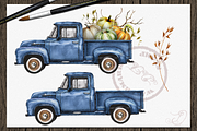 Pumpkin Truck Watercolor Clip Art, a Decorative Illustration by DioFlow (Thumbnail 2 of 6)