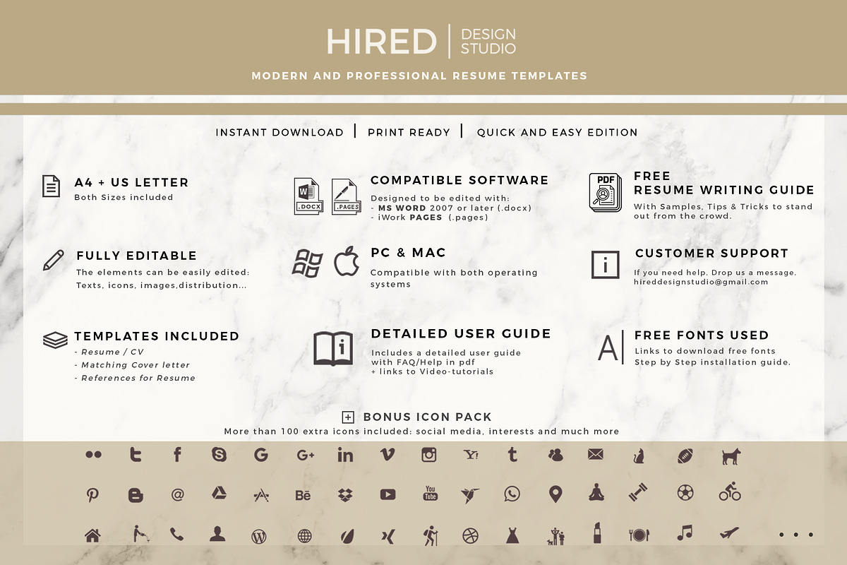 Attorney Resume template, Lawyer CV, a Resume Template by HIRED Design Studio (Photo 8 of 11)