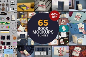 65 Book Mockups Bundle, a Print Template by ZippyPixels