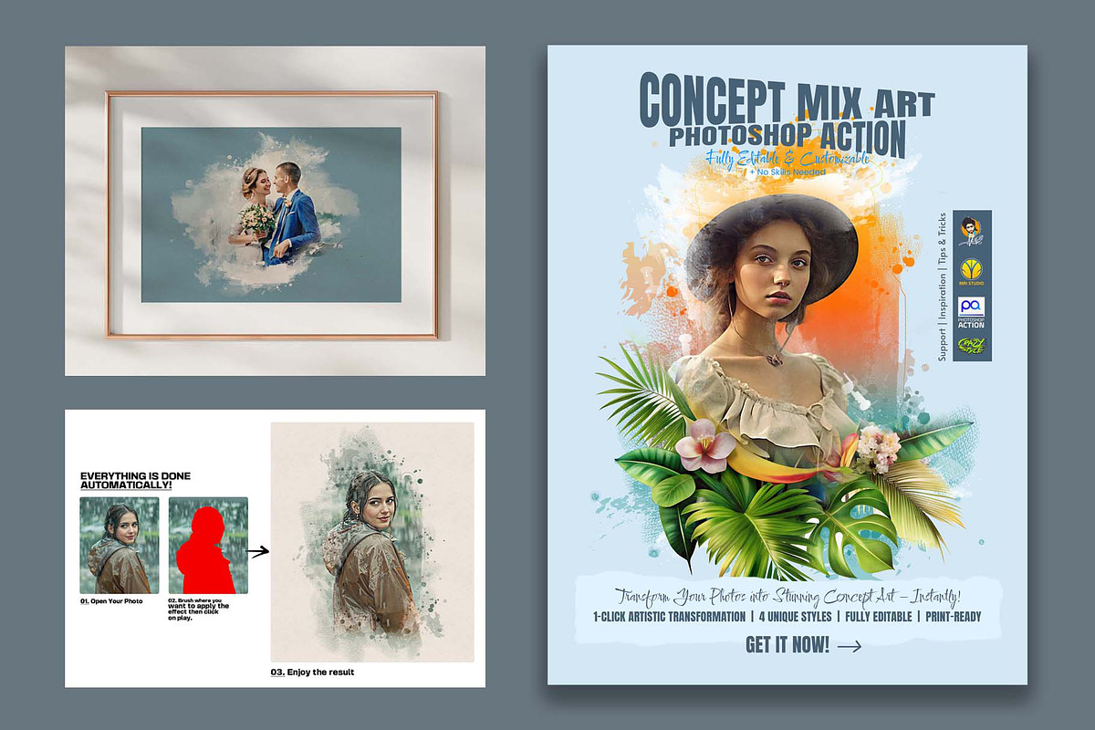 Concept Mix Art Photoshop Action, an Action Add-On by MRI STUDIO (Photo 1 of 28)