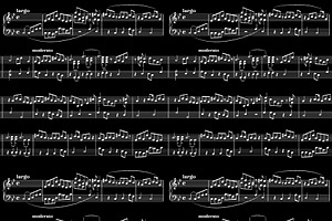 Abstract White Music Sheet On Black