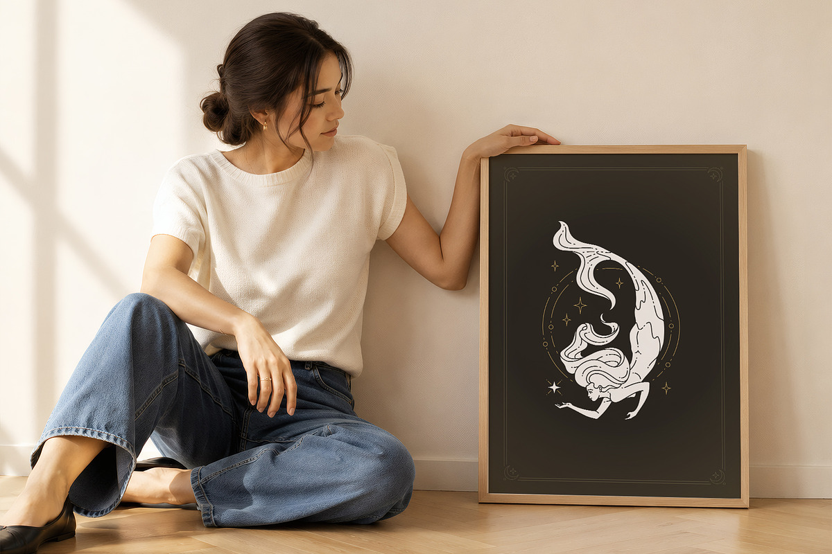 Pisces Zodiac Wall Art, a Person Illustration by Vasya Kobelev (Photo 7 of 7)