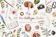Watercolor Clipart - COTTAGE TABLE, a Decorative Illustration by Beigetime (Thumbnail 1 of 9)