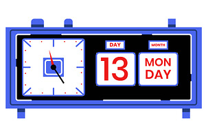 Retro flip clock showing time and, an Illustration by seahorsevector
