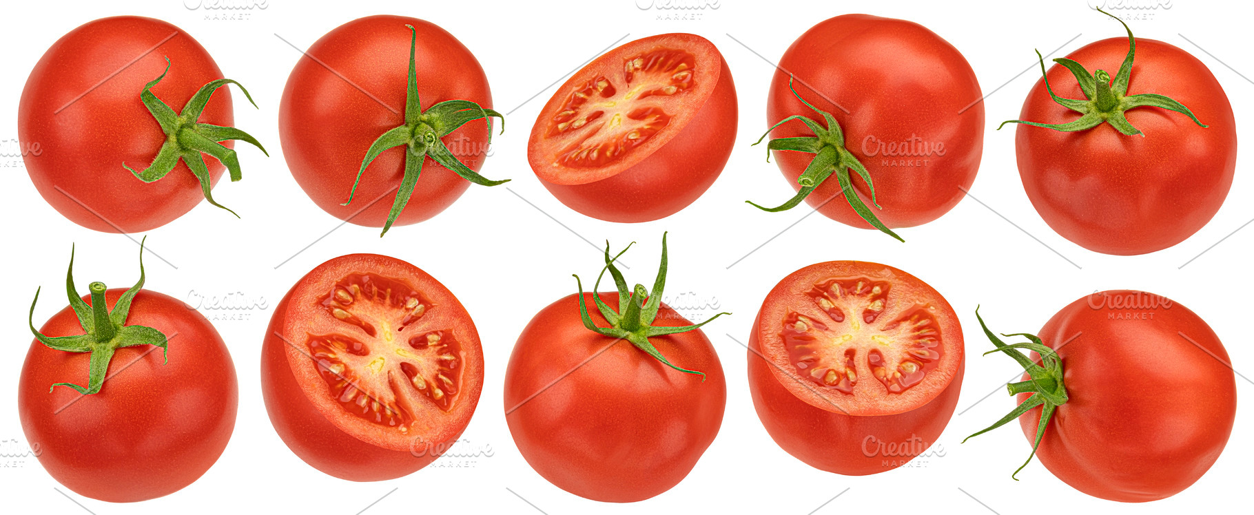 Cherry tomatoes isolated on white, a Food & Drink Photo by Max Lashcheuski