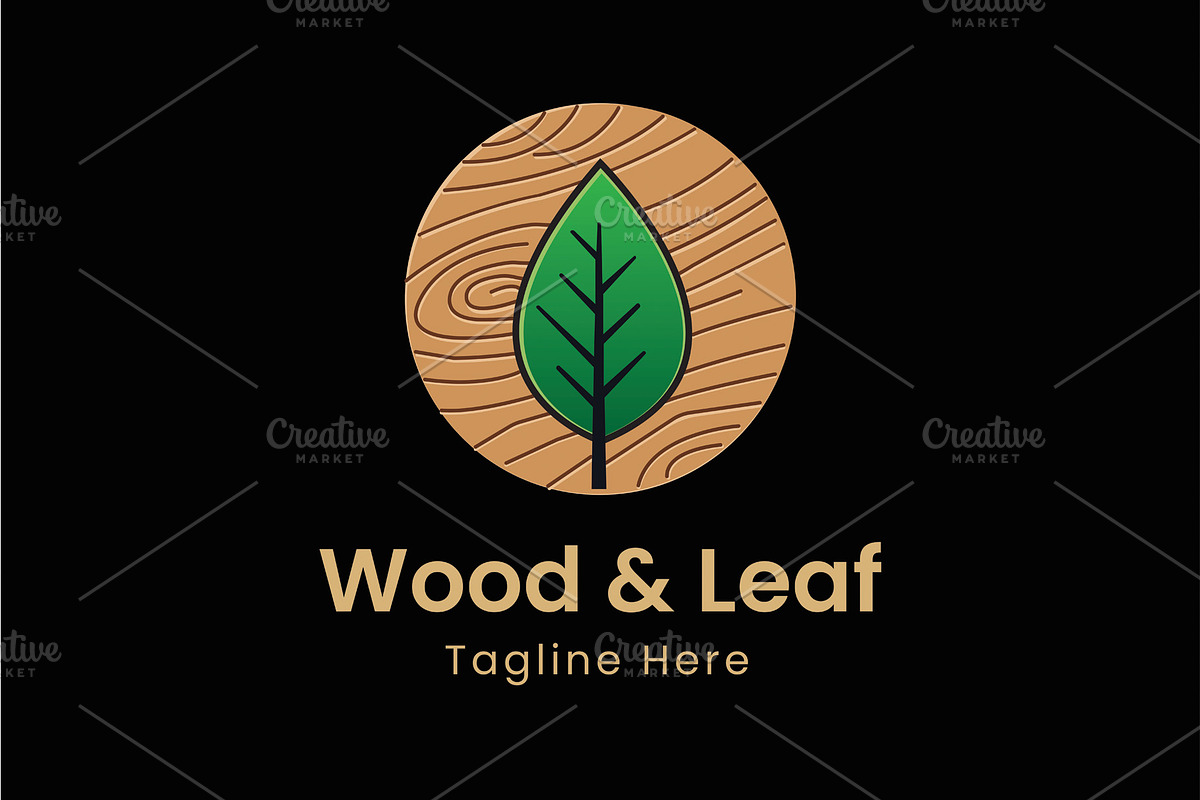Natural Wood and Leaf Logo Design, a Branding & Logo Template by Walldecorated
