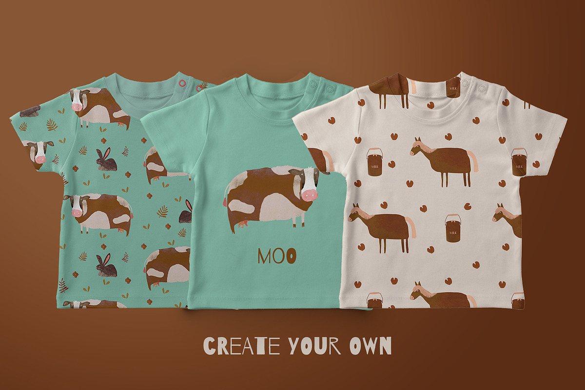 Animal Farm Watercolor Patterns, a Pattern Graphic by watercolor kamill (Photo 3 of 12)