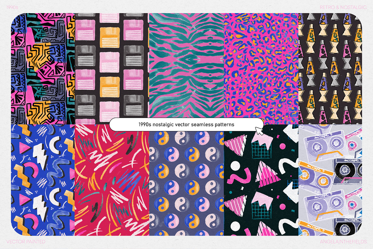 1990s Nostalgic Vector Patterns, a Pattern Graphic by angelainthefields (Photo 7 of 9)