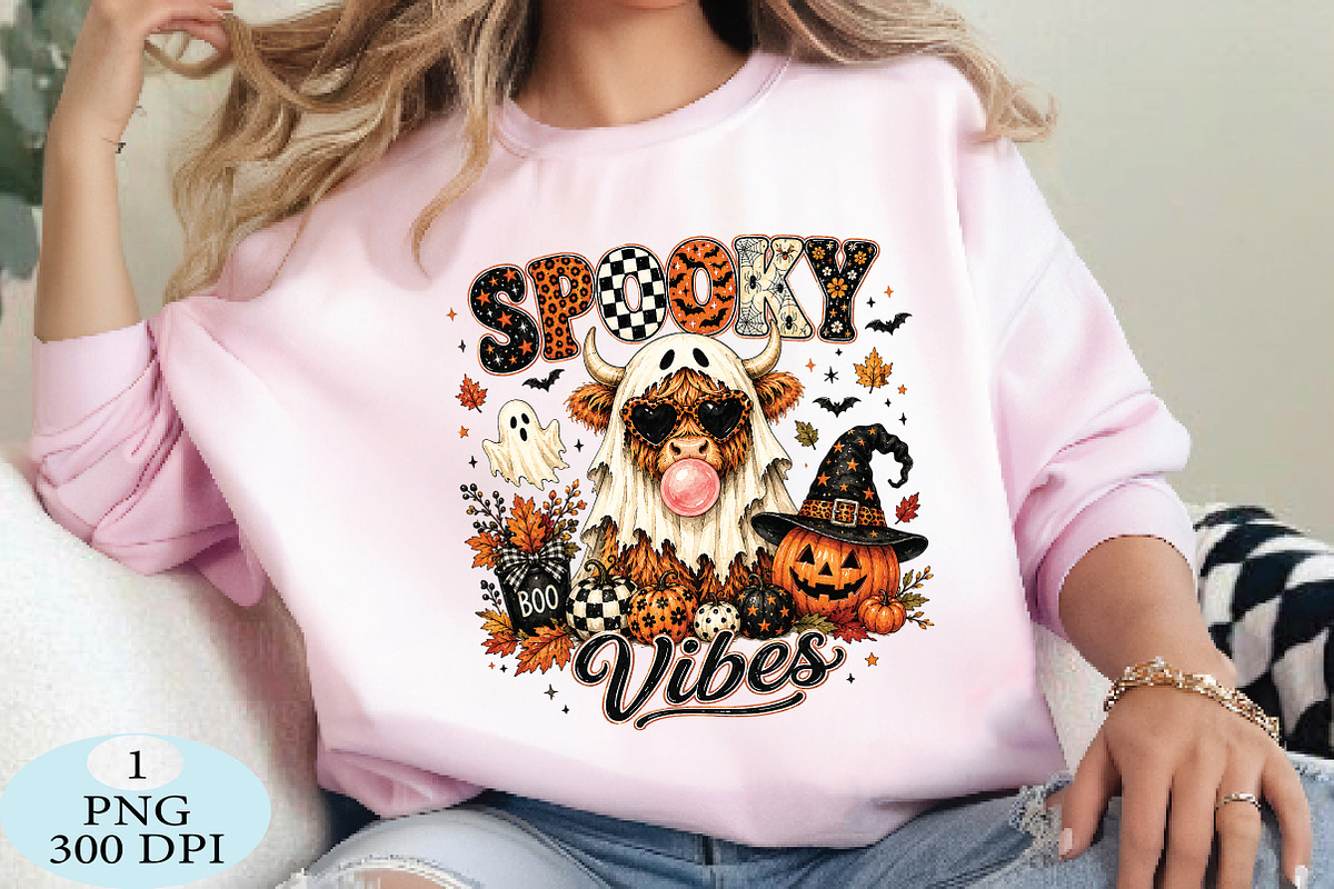 Spooky Vibes Highland Cow PNG, a Seasonal Illustration by Daily.Designs (Photo 3 of 5)