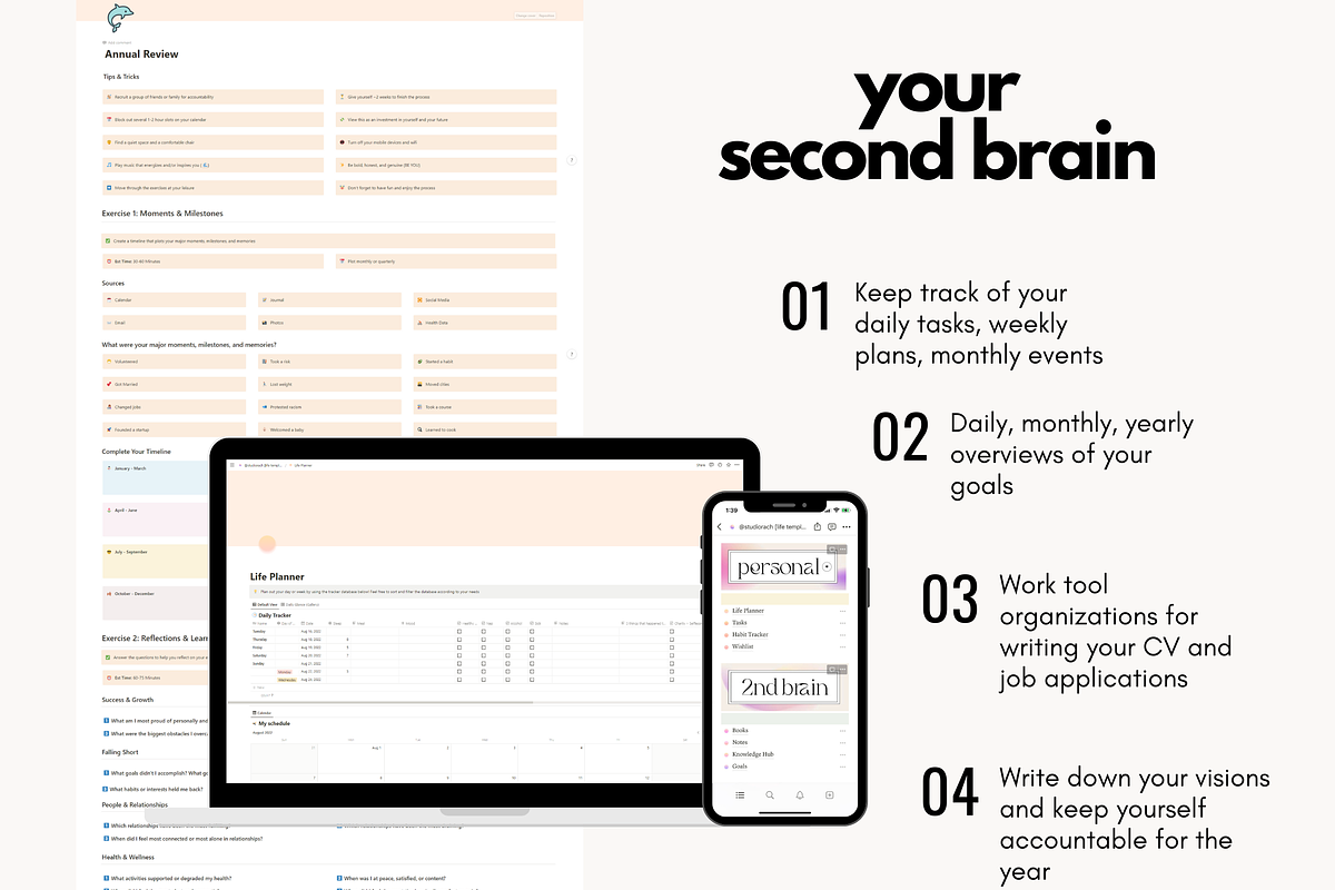Life Planner Notion Template, a Templates & Theme by studiorach (Photo 3 of 10)