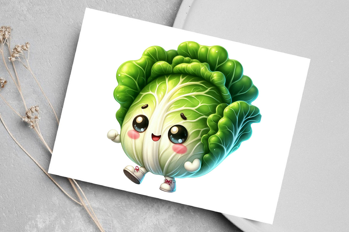 Watercolor Kawaii Vegetables Clipart, an Illustration by Canvas Craft (Photo 6 of 7)